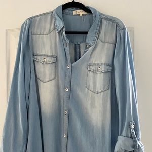 Vanilla Bay Soft Blue Button-Down Dress